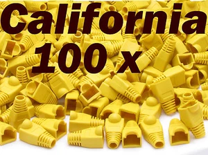 Lot 100 Pcs Yellow CAT5 CAT5E CAT6 RJ45 8P8C Plug Connector End Cap Boot Cable  - Picture 1 of 8