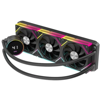 CiT Water Liquid CPU Cooler 360mm ARGB LED AIO Cooling Kit Temperature Display - Image 1 of 4