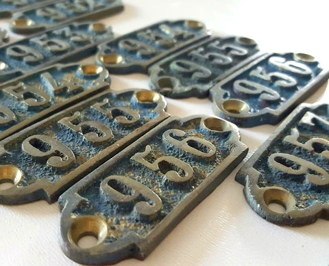 Antique number tag sign set 950 951 952 953 954 955 956 957 959 Bronze Brass Cover