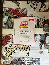 POTTERY BARN KIDS Glow in Dark Marvel Comics Heritage FULL 4 pc Sheet Set - NEW