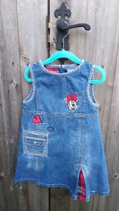 Girls Denim Dress Age 3-4 YRS DISNEY Minnie Mouse Pinafore Style Excellent - Picture 1 of 4