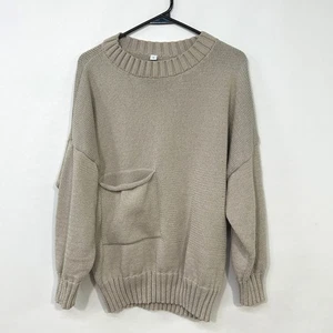 Oversized Neutral Knit Sweater S Minimalist Capsule Wardrobe Quiet Luxury Soft  - Picture 1 of 5