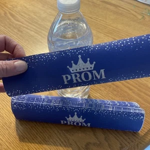 40 Prom, Water Bottle Stickers, Crown, Blue And White - Picture 1 of 3