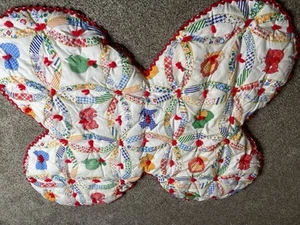 Vintage Handmade Quilt Butterfly Shape Hand Tied Animal Print Nursery Decor - Picture 1 of 12