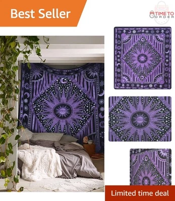 Tapiz bohemio hippie colgante de pared de algodón 84x90 pulgadas decoración de espacio interior Foto 1 de 4