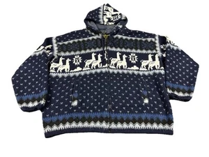 Vtg Tejidos Ruminahui Alpaca Tejidos Atahualpa Zip Up Jacket Hoodie Sz  L/XL 48” - Picture 1 of 8