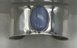Brazalete ajustable vintage de plata de ley 925 CII de encaje azul mexicano ágata - Imagen 1 de 5