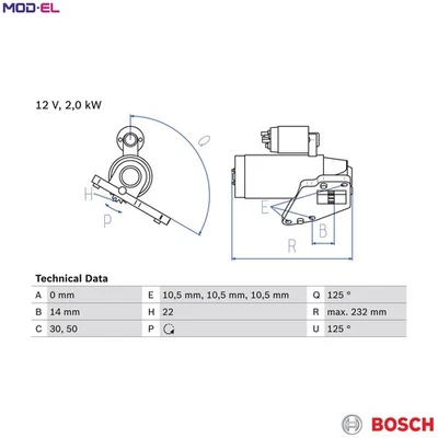 STARTER 0 986 024 710 FOR MITSUBISHI OUTLANDER/II/Van/SUV SPACE/WAGON GRANDIS - Image 1 of 4