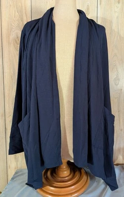 Cárdigan Cuddl Duds Comfortwear French Terry Cascade Frontal 3X Azul Foto 1 de 4