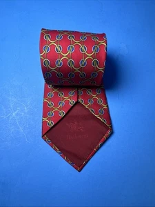 Cravatta Burberrys London stampa all over bordeaux 100% seta geometrica vintage - Foto 1 di 7