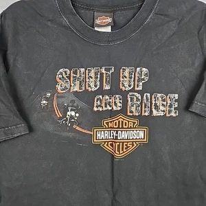 Vintage Harley Davidson Hemd Herren Large Shut Up Ride Wisconsin Grafik Logo USA - Bild 1 von 10