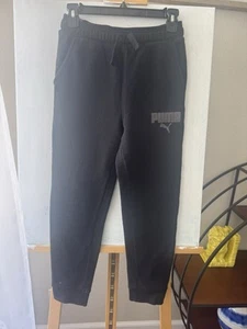 Puma Black Big Boy Youth Athletic Joggers Pants Sweatpants Size M 10- 12 - Picture 1 of 4