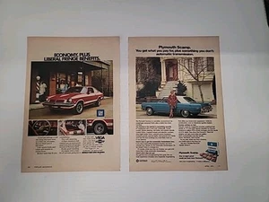 Lot Of 2 Print Ads 1974 Chevy Vega & 1974 Plymouth Scamp - Picture 1 of 3