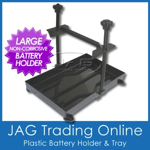 LARGE BATTERY TRAY - PLASTIC TIE HOLD DOWN STABILISER - Boat/Caravan/4x4/Marine - Picture 1 of 2