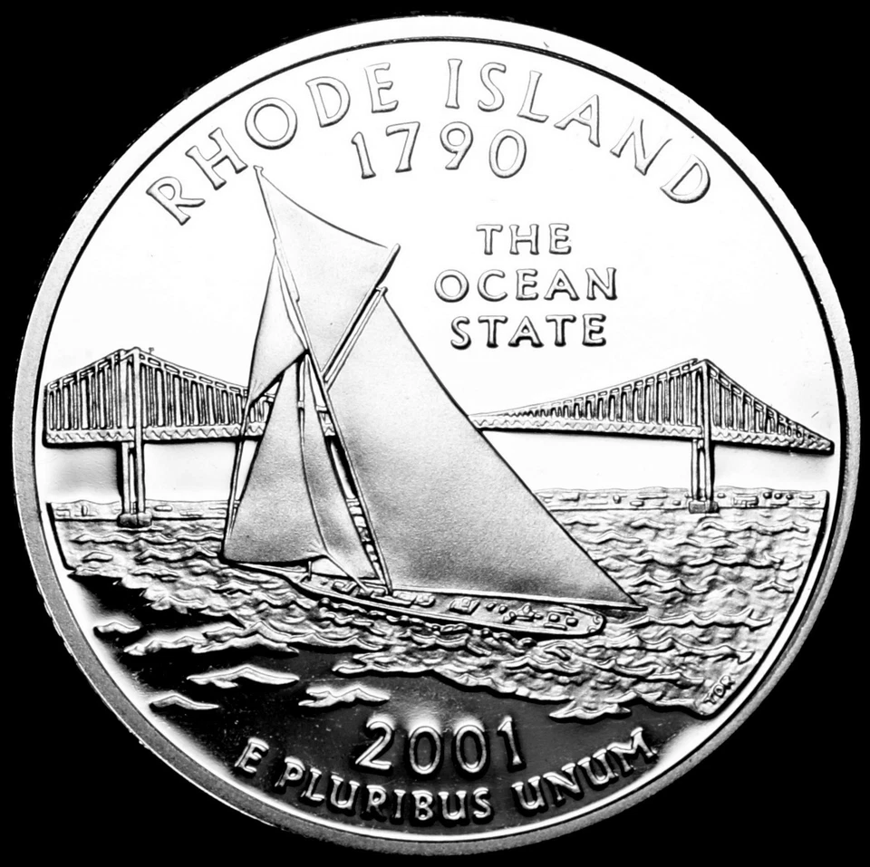 2001 S Rhode Island Mint Silver Proof ~ Statehood Quarter from U.S. Proof Set  - Image 1 of 2