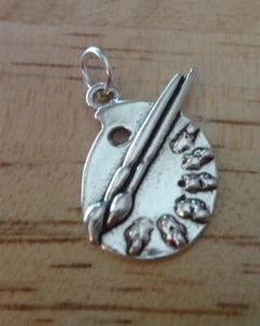 Pinceles de pintura artística 3D 15x21 mm paleta de artista encanto de plata de ley - Imagen 1 de 3