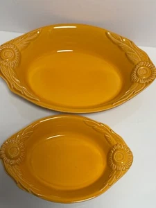 appolia france yellow sunflower oval stoneware casserole dishes - Picture 1 of 4