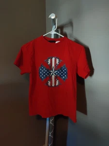 100 cotton t shirt Kids Unisex Size 6/7 American Flag Graphic Print Red - Picture 1 of 3