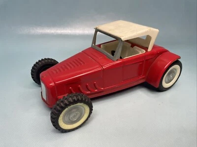 Vintage Nylint Ford Red Hot Rod Jalopy Roadster Coupe Car Pressed Steel w/ Top - Image 1 of 4