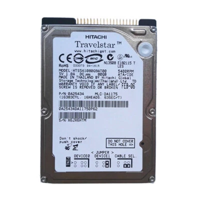 Hitachi 80GB HTS541080G9AT00 5400RPM PATA IDE  2.5" Laptop HDD Hard Disk Drive - Image 1 of 3