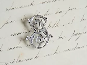 Stunning Solid SILVER Monogram Letter P, Initial, Art Nouveau Shabby - Picture 1 of 2