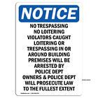 No Trespassing No Loitering Violators OSHA Notice Sign Metal Plastic Decal