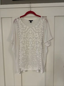 Camiseta Top J Crew Lino Borlado Borla Blanco Lino Talla XL - Imagen 1 de 7