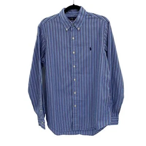Ralph Lauren Button Down Hemd Herren mittelblau weiß gestreift Baumwolle - Bild 1 von 4