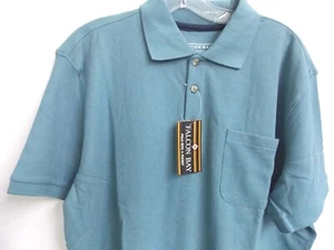 Falcon Bay Men's Pocket Pique Polo, Blue, Size M-8X Big and Tall Men's Shirts - Picture 1 of 4