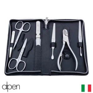 ALPEN ITALIA NAIL SCISSORS 7 PIEZAS MANICURA SET CASE / PIEL - Imagen 1 de 2