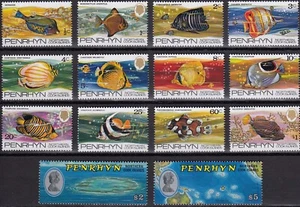 Penrhyn 1974 Fish & Views of Penrhyn, conjunto de 14 montadas sin montar o nunca montadas - Imagen 1 de 1