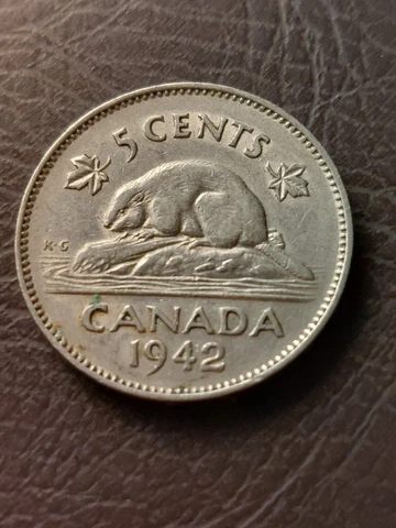 1942 Canada 5 Cent George VI Canadian Nickel Five Cents Coin Cover