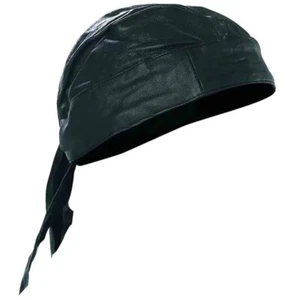 SKULL CAP Soft Solid LEATHER Biker Motorcycle Bandana Head Wrap Du Doo Do Rag - Picture 1 of 2
