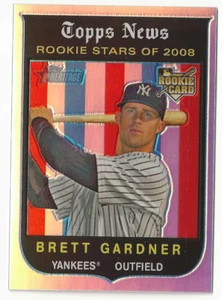 2008 Topps Heritage High Number - Chrome Brett Gardner #C254 Refractor /559 (RC) - Picture 1 of 2