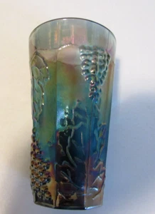 Colony Carnival Glass Harvest Blue Harvest Grape Iridescent Tumbler 5 3/4" - Picture 1 of 4