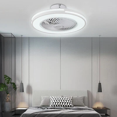 20" Modern Ceiling Fan with LED Light Chandelier Flush Mount Lamp Remote Control - Image 1 of 4