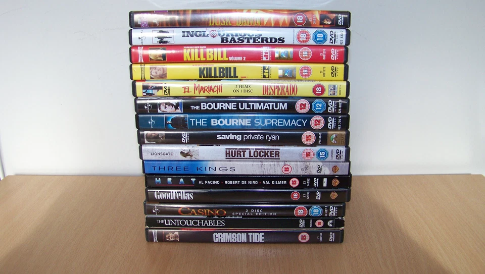 15 DVDs Kill Bill Heat Goodfellas Tarantino De Niro War Action Gangster JobLot - Image 1 of 1