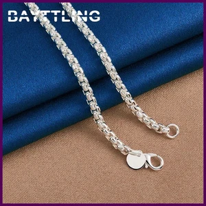 Fashion 925 Sterling Silver 18-24 Inches 4MM Round Box Chain Necklace For Women - Picture 1 of 24