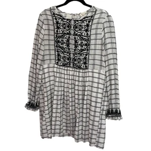 Vestido World Market Talla Pequeña/Mediana Bordado Babydoll Manga Larga Cuadros  - Imagen 1 de 8