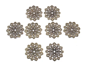 8 x Antique Bronze Metal Filigree Embellishments 46mm Diameter Add On Glitz C052 - Picture 1 of 7