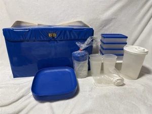VINTAGE TUPPERWARE PICNIC PACK SET HOSTESS GIFT BLUE COOLER BAG 30+ PIECE - Picture 1 of 15