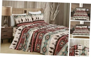 3-Piece Southwestern Cowboys Aztec Sheet Set - Twin Multi Cowboy Dune - Picture 1 of 8