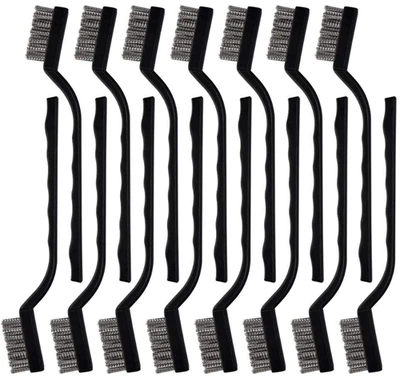 Juego de 15 mini cepillos de alambre de acero inoxidable para limpiar soldadura escoria óxido, alambre Foto 1 de 4