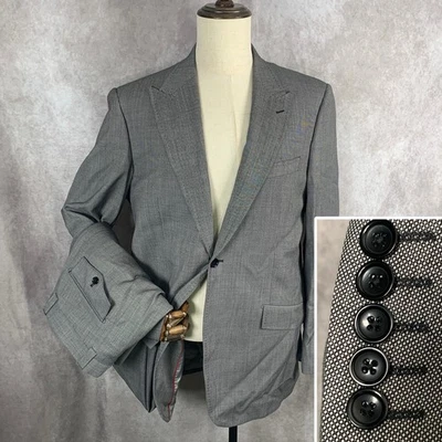 Traje Tiglio Tosso Hombre 42L Gris 100% Lana Lanificio Di Biella Pico Solapa 36x30 Foto 1 de 4