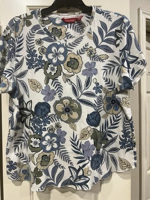 Camiseta de manga corta con estampado floral Gloria Vanderbilt para mujer 1X de algodón Foto 1 de 4