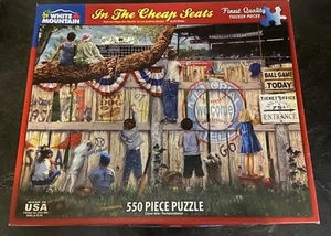 White Mountain The Cheap Seats 550 Pc Puzzle Complete Kids At The Fence Baseball - Picture 1 of 7