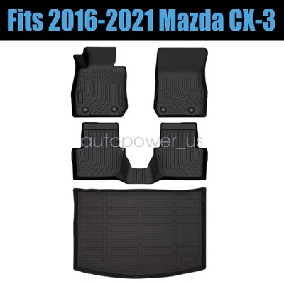 Juego completo de 4 alfombrillas de TPE forros y maletero carga negro para Mazda CX-3 2016-2021 Foto 1 de 4