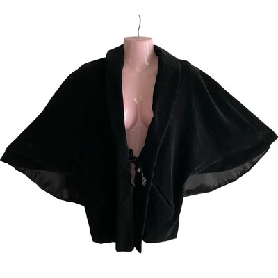 Vtg Black Velvet Bolero Capelet National Recovery Board Coat & Suit Industry - Image 1 of 4