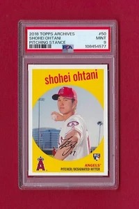 SHOHEI OHTANI 2018 TOPPS ARCHIVES PITCHING STANCE #50 ROOKIE RC PSA MINT 9 MVP - Picture 1 of 2