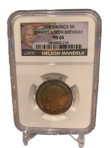 2008 South Africa 5 Rand Nelson Mandela's 90th Birthday Coin NGC MS65 - Picture 1 of 1